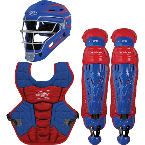 Rawlings Adult Velo 2.0 Catcher's Set Royal/Scarlet