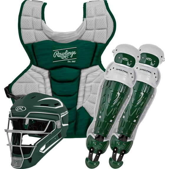 Rawlings Velo Baseball Adult Catcher's Box Set | Dark Green/White | ADULT