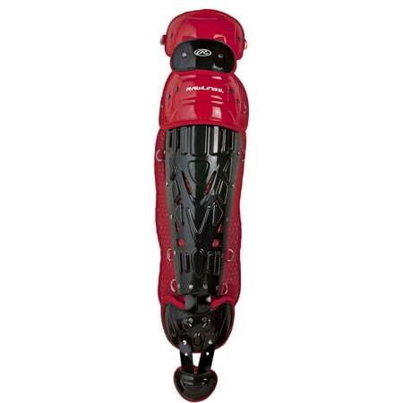 Rawlings Velo Baseball Adult Leg Guards | Black/Scarlet | Adult