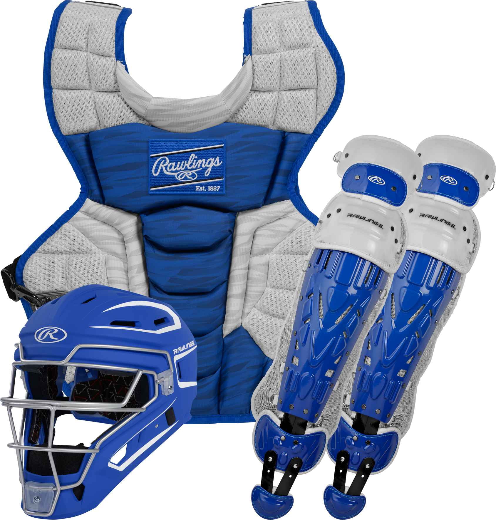 Rawlings Velo Baseball Intermediate Catcher's Box Set Royal/White