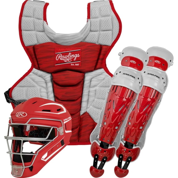 Rawlings Velo Baseball Intermediate Catcher's Box Set | Scarlet/White | INTERMEDIATE