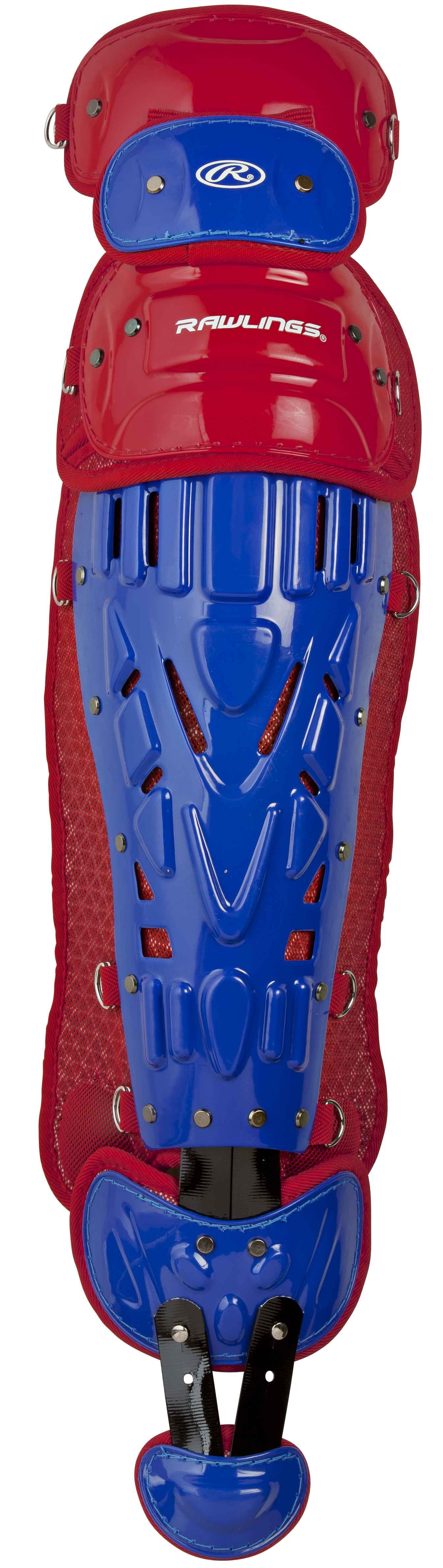 Rawlings Velo Baseball Intermediate Leg Guards Royal/Scarlet