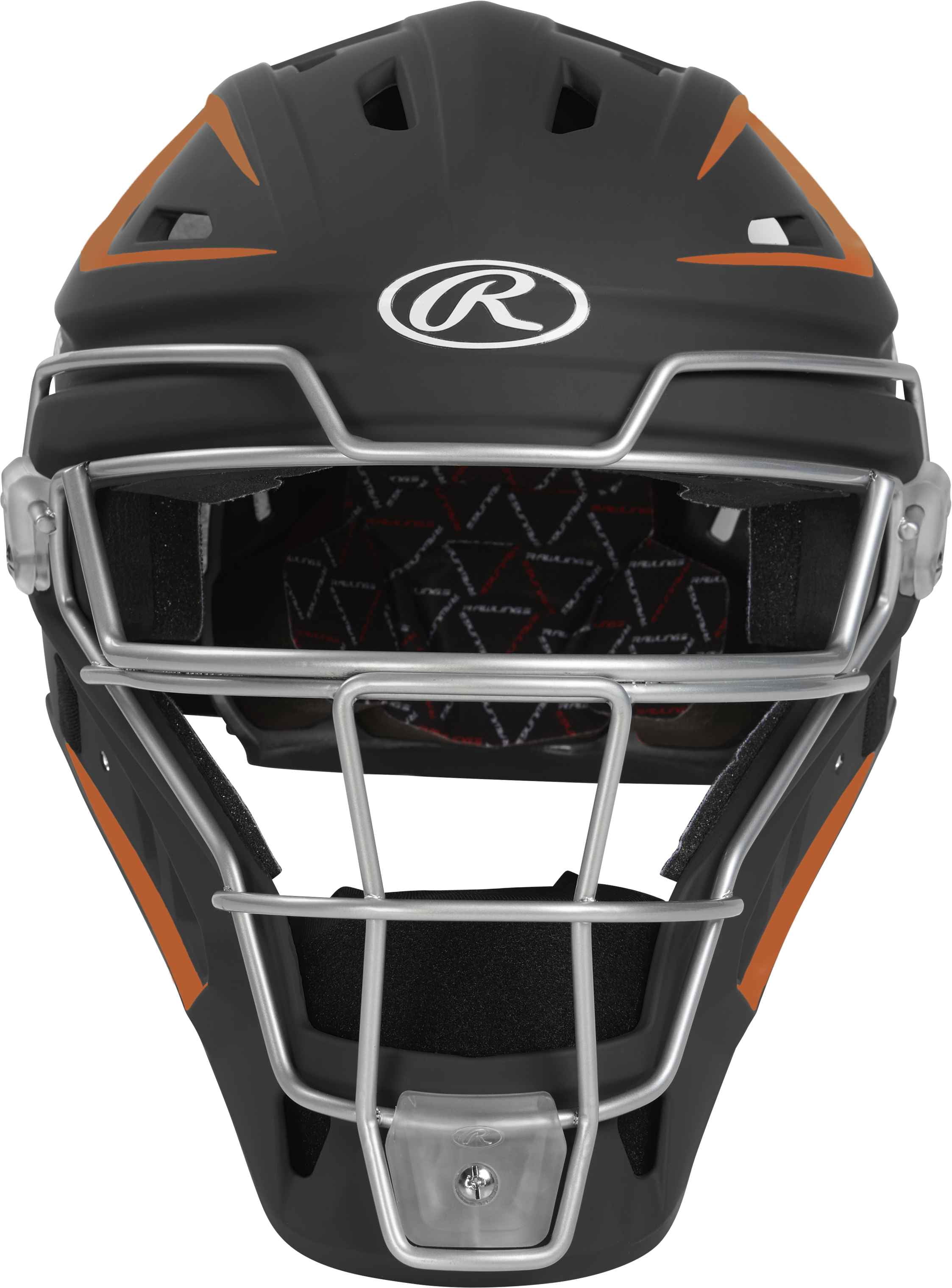 Rawlings Velo Baseball Junior Catcher's Helmet | Black/Orange | Junior