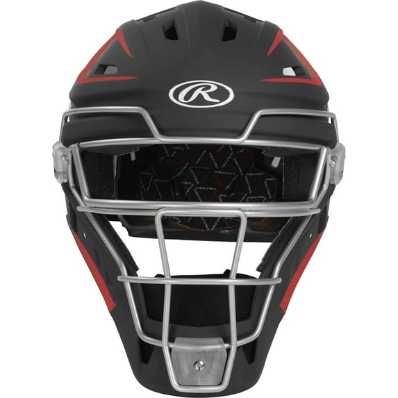 Rawlings Velo Baseball Junior Catcher's Helmet | Black/Scarlet | Junior