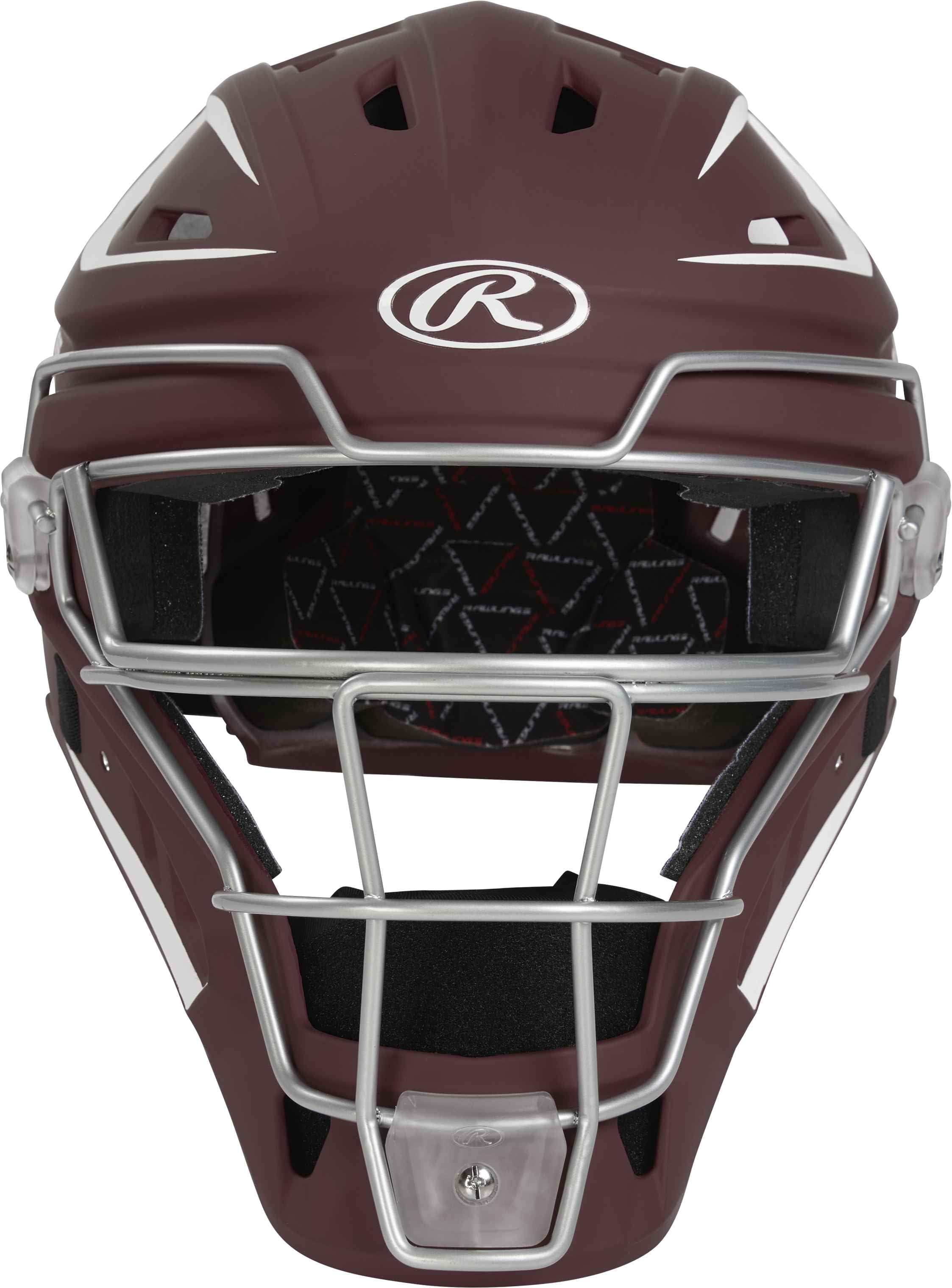 Rawlings Velo Baseball Junior Catcher's Helmet | Maroon/White | Junior