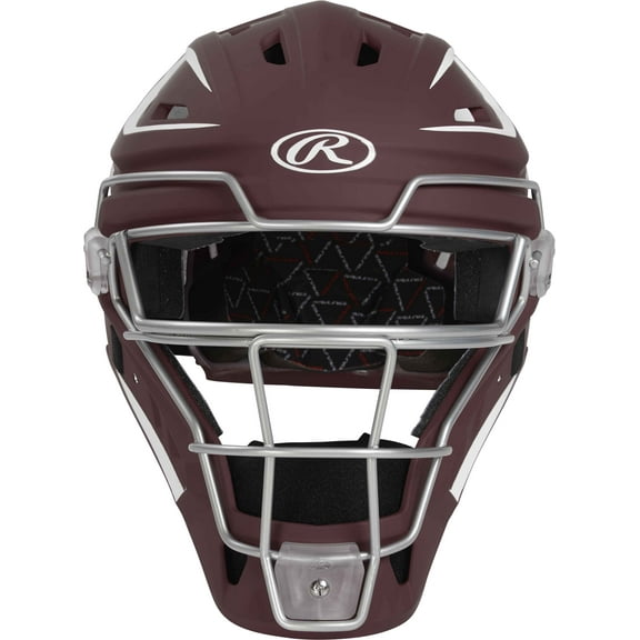 Rawlings Velo Baseball Junior Catcher's Helmet | Maroon/White | Junior