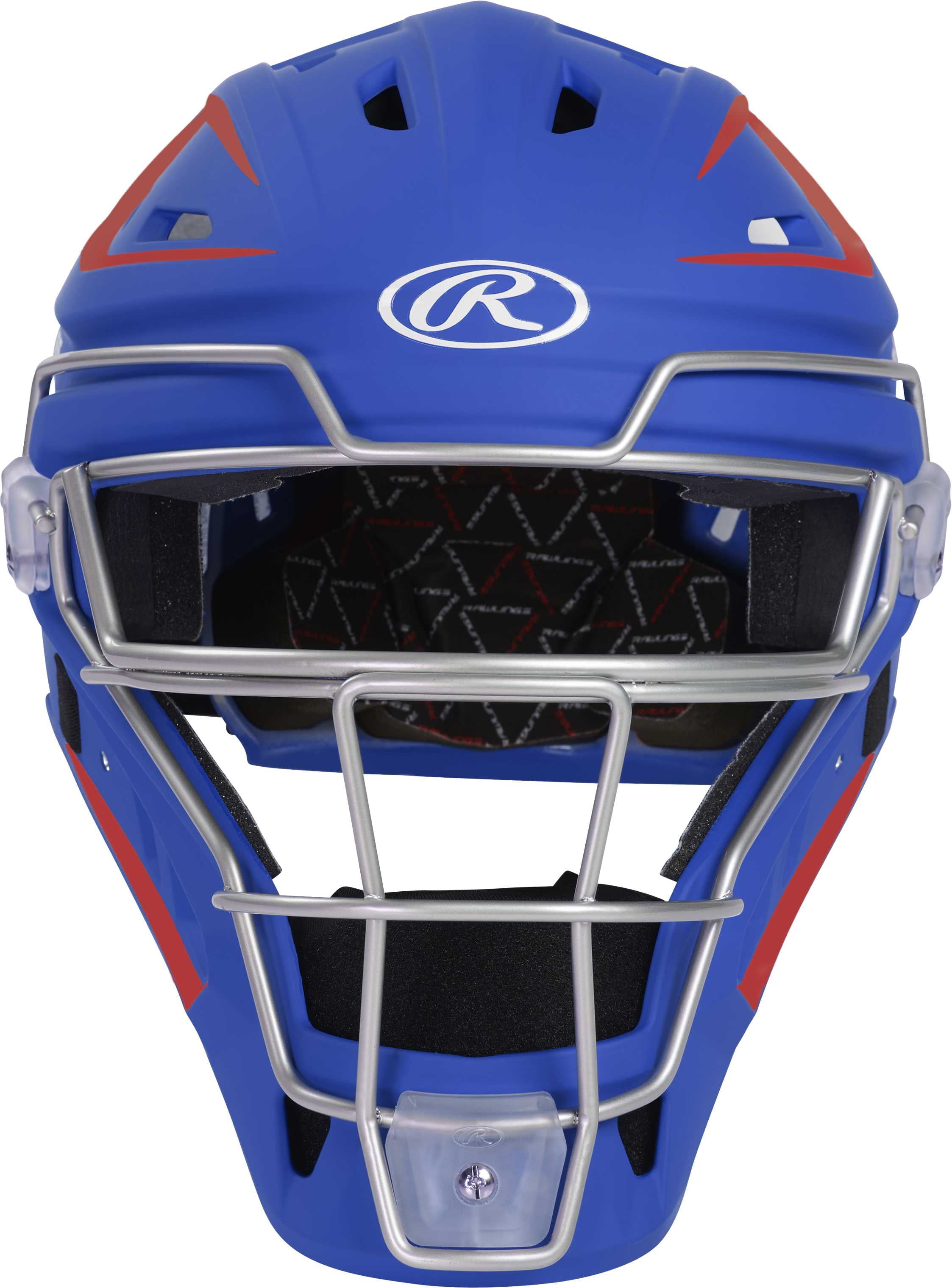Rawlings Velo Baseball Junior Catcher's Helmet Royal/Scarlet Junior