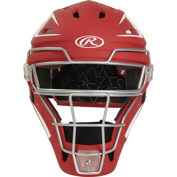 Rawlings Velo Baseball Junior Catcher's Helmet | Scarlet/White | Junior