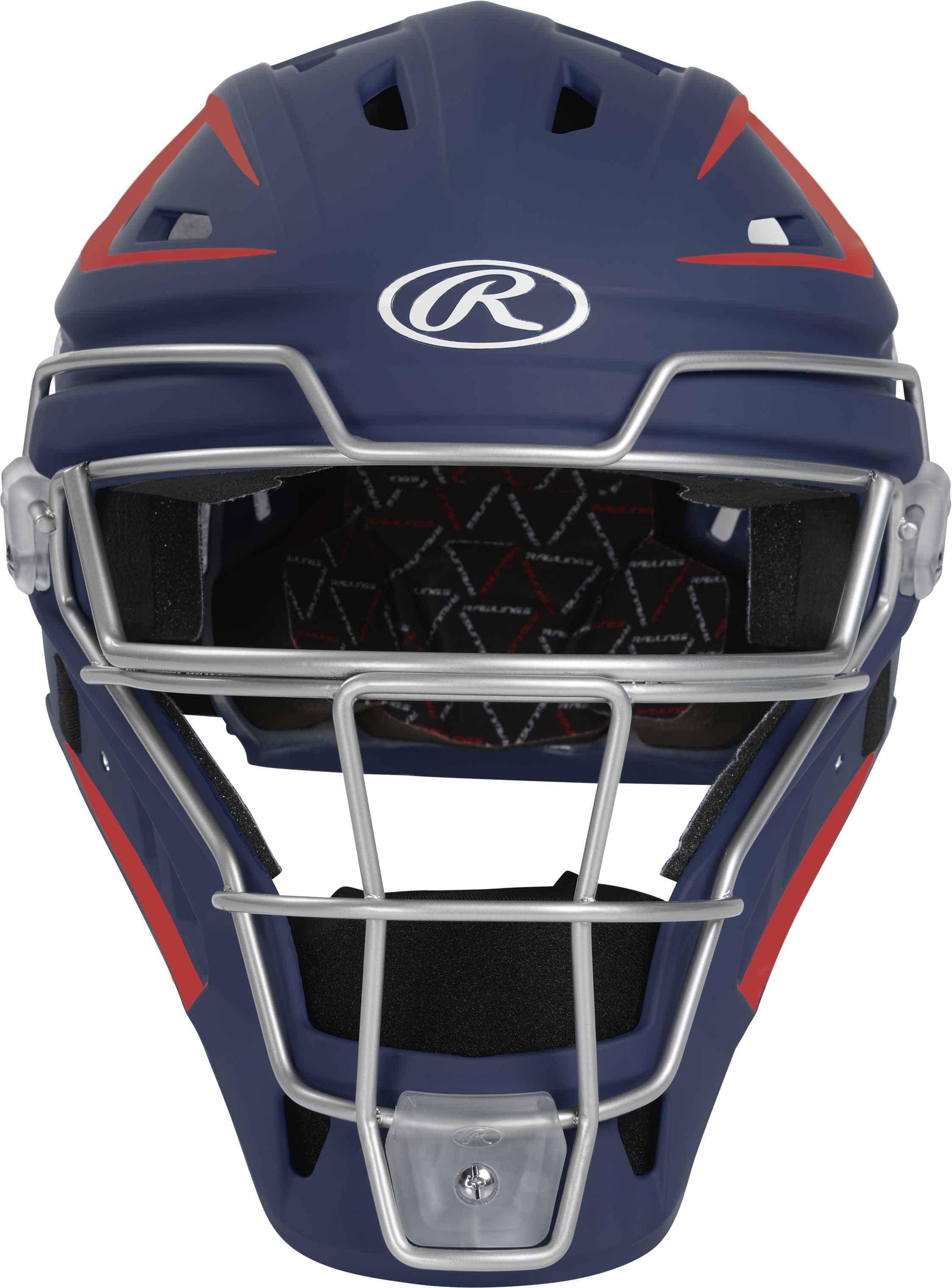 Rawlings Velo Baseball Senior Catcher's Helmet | Navy/Scarlet | Senior
