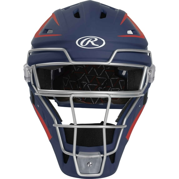 Rawlings Velo Baseball Senior Catcher's Helmet | Navy/Scarlet | Senior