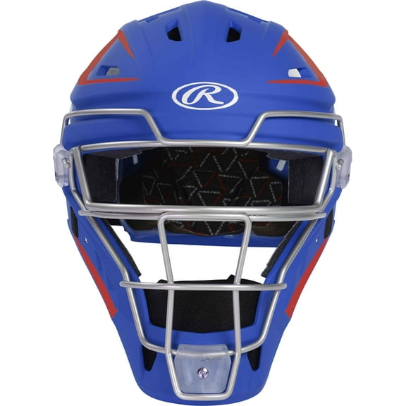 Rawlings Velo Baseball Senior Catcher's Helmet | Royal/Scarlet | Senior
