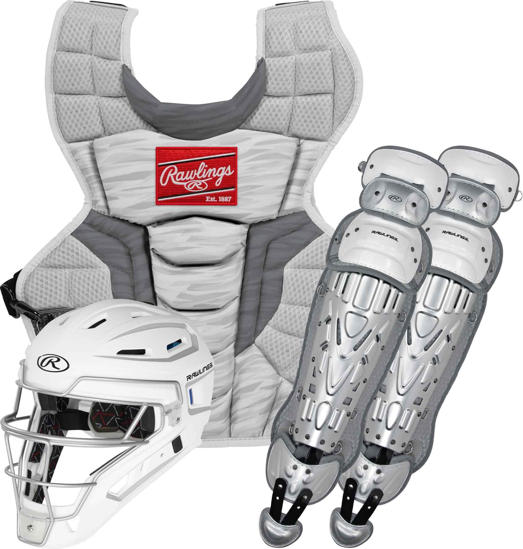 Rawlings Velo Baseball Youth Catcher's Box Set | White/Silver