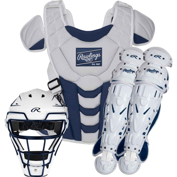 Rawlings Velo Fastpitch Catcher's Gear Set | Navy/White | Medium