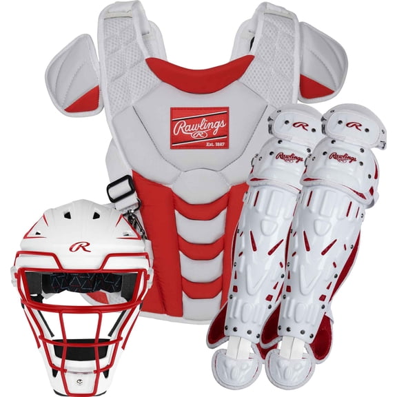 Rawlings Velo Fastpitch Catcher's Gear Set | Scarlet/White | Adult