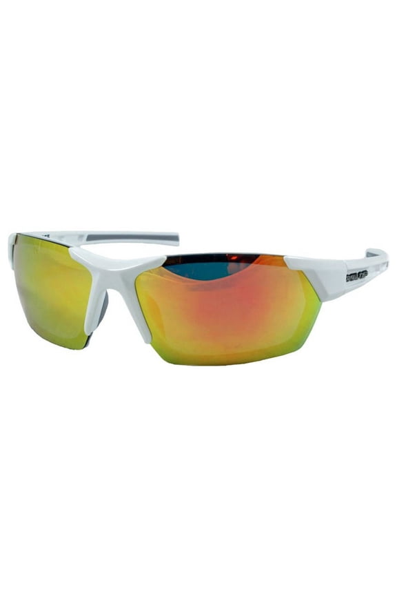 Youth YR 133 Athletic Sunglasses Half-Rim White/Orange Mirror Lens