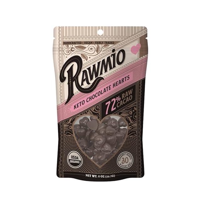 Rawmio Raw Organic Keto Chocolate Hearts 2 oz Pack of 2