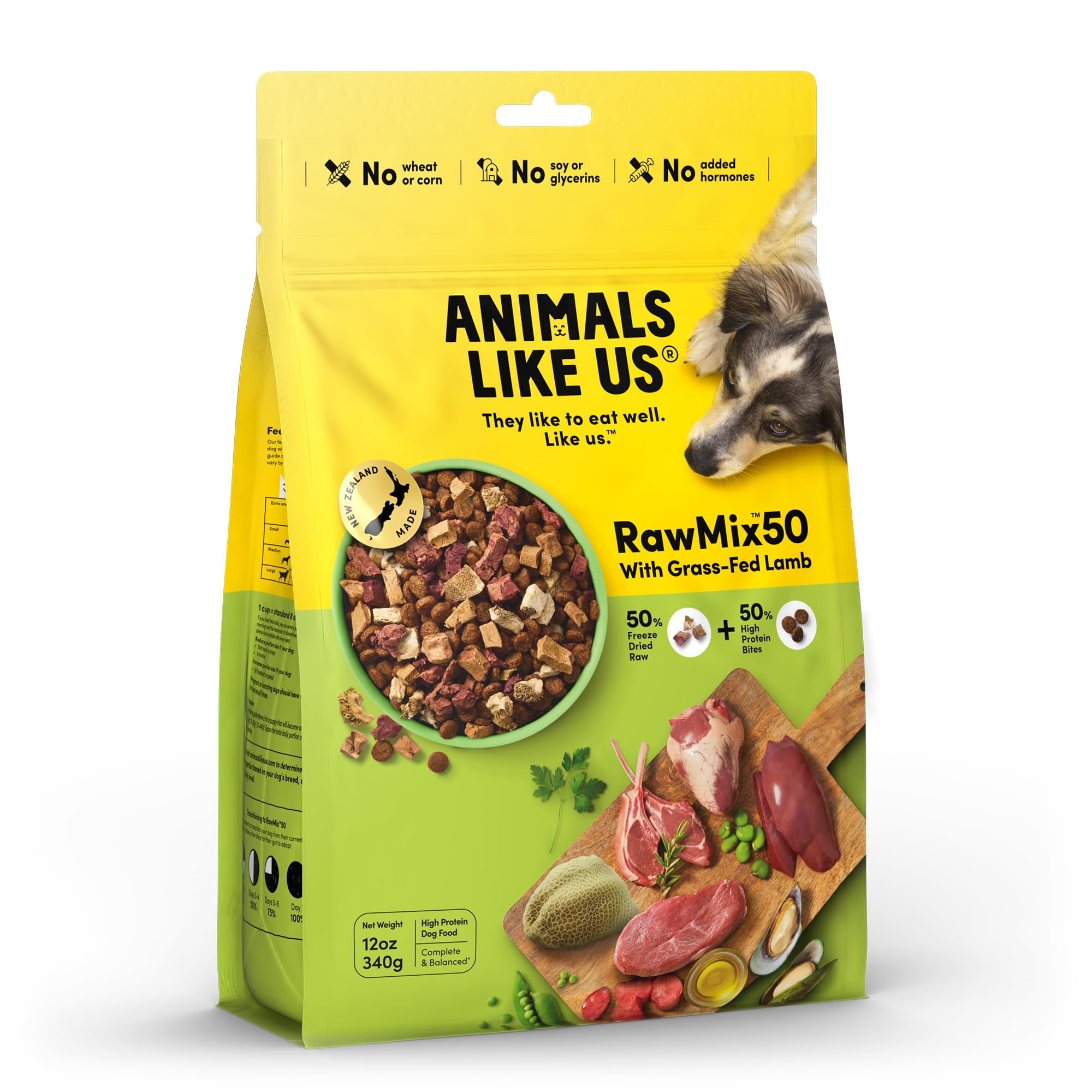 Rawmix50 Premium Freeze-Dried Raw Grass-Fed Lamb Recipe Dog Food, Protein Rich, Includes Kibble, Non-Gmo, No Wheat Or Corn, 12 Oz