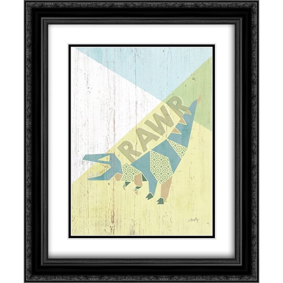 Rawr Dinosaur 2x Matted 20x24 Black Ornate Framed Art Print by Michelle, Misty