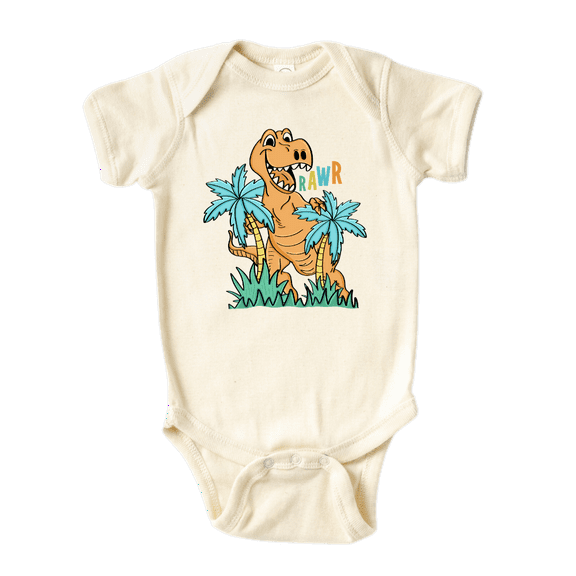 Rawr Dinosaur Baby Bodysuit, Newborn Outfit, Baby Clothes, Gift for Children 18m Natural
