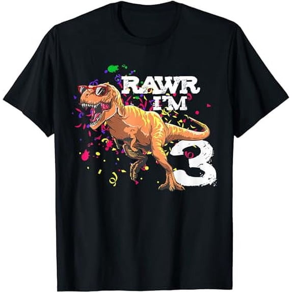 Rawr I'm 3 3rd Birthday T Rex Dinosaur Party Gift for Boys T-Shirt