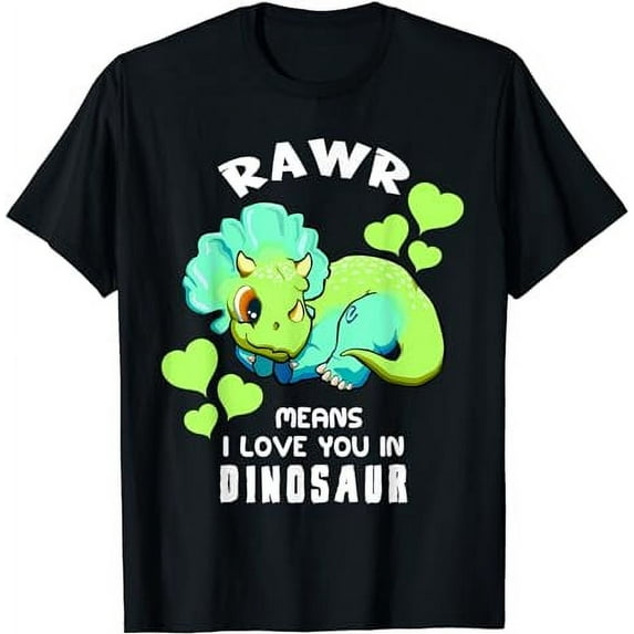 Rawr Means I Love You In Dinosaur Baby Triceratops Design T-Shirt