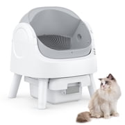 PetPivot Automatic Cat Litter Box Self-Cleaning with Safety Protection, Mat and Trash Bags Included, Grey