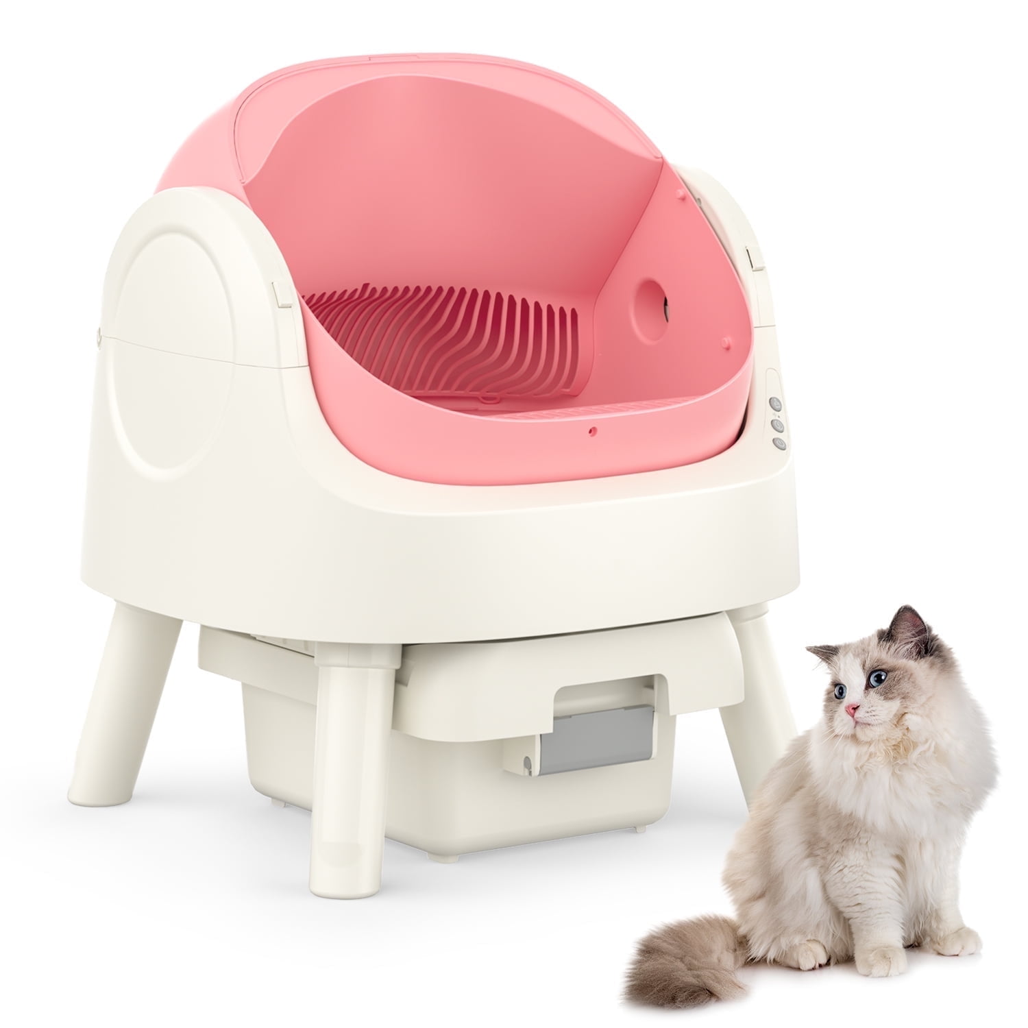 PetPivot Automatic Cat Litter Box Self-Cleaning with Safety Protection, Mat  and Trash Bags Included, White - Walmart.com