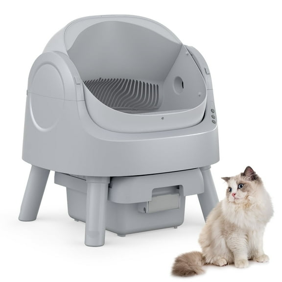PetPivot Automatic Cat Litter Box Self-Cleaning with Safety Protection, Mat and Trash Bags Included, Steel