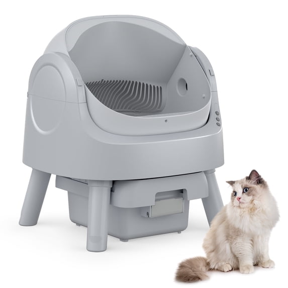 PetPivot Automatic Cat Litter Box Self-Cleaning with Safety Protection, Mat and Trash Bags Included, Steel