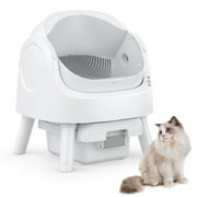 PetPivot Automatic Cat Litter Box Self-Cleaning with Safety Protection, Mat and Trash Bags Included, White