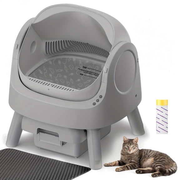 Rawrose Automatic Open-Top Self-Cleaning Cat Litter Box - Multi-Cat Safe + Quiet Operation | Easy to Clean, Low-Maintenance Pet Essential