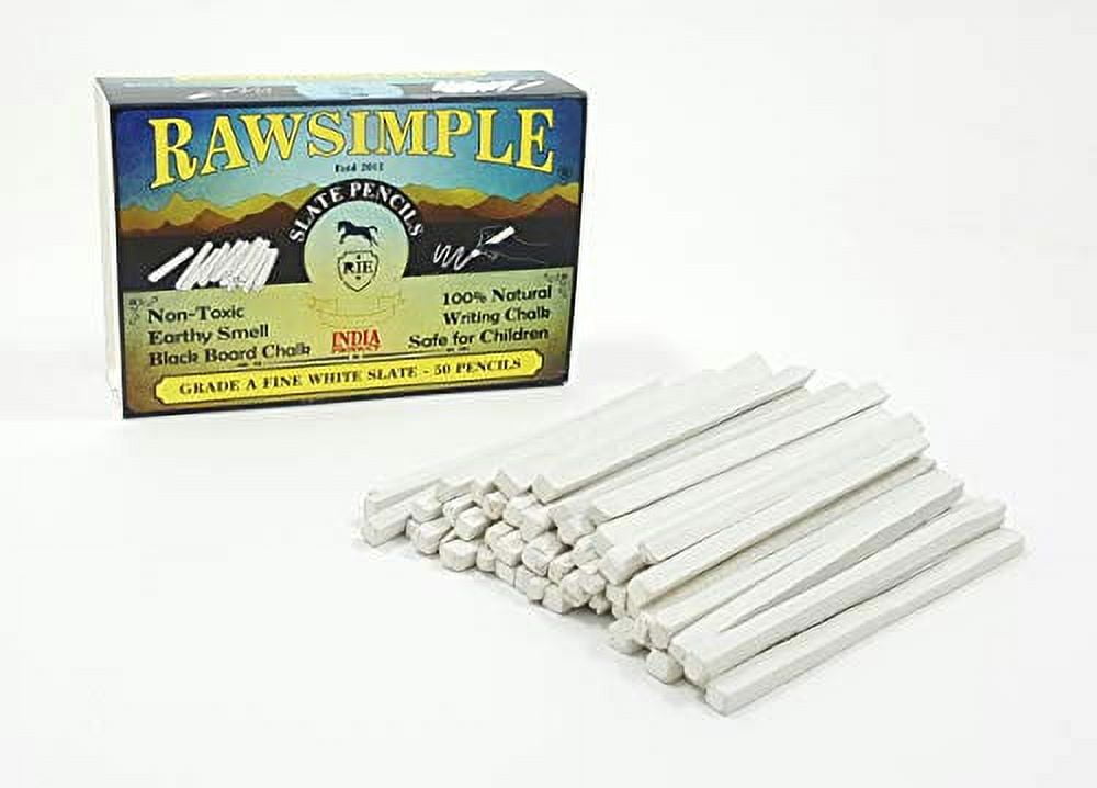 White Slate Pencils GRADE A FINE THICK - Natural Lime Stone Chalk Pencils  for Chalkboard, Fabric Metal to Write, Sketch, Draw and Edible (Pack of 30)  by Rawsimple (1 set of 30 pencils)