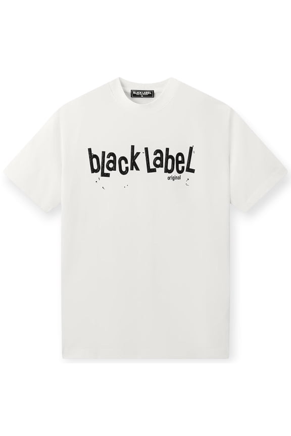 Black Label Men Original Script Chest Logo Tee (White)