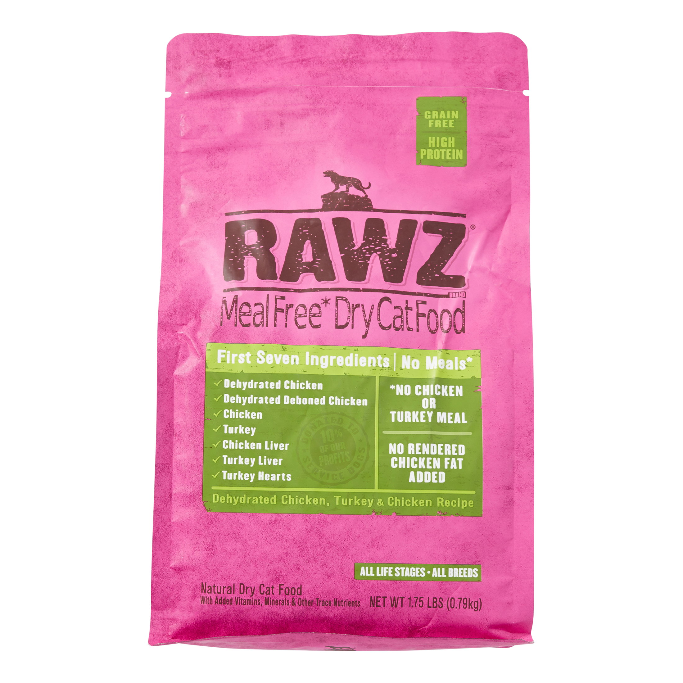 Rawz Meal GrainFree Chicken & Turkey All Stages Dry Cat Food, 1.7 Lb