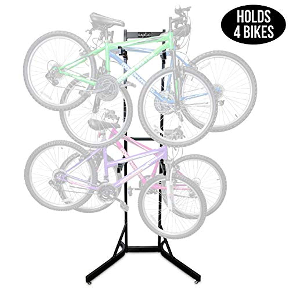 Black Steel Freestanding Adjustable 4-Bike Storage Rack