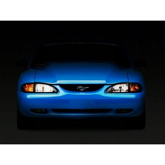Raxiom 94-98 Mustang Axial Series Cobra Style Headlights- Black Housing (Clear Lens)