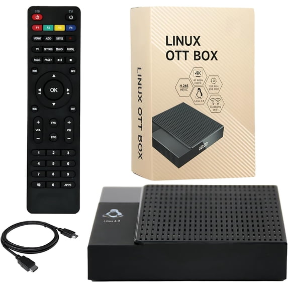 Raxxio RAX2300 Linux Smart Media Player – Fast 4K Ultra-HD Home Streaming Box with Dual-Band Wi-Fi, HDMI Cable, and Easy Remote Control
