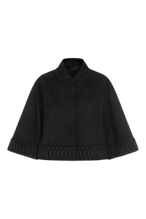 Boxy High-Collar Jacket With Padded Trim Detail (Women's)