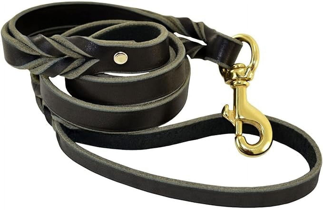 Ray Allen Mfg Signature K9 Double Handle Leather Leash (5', Black