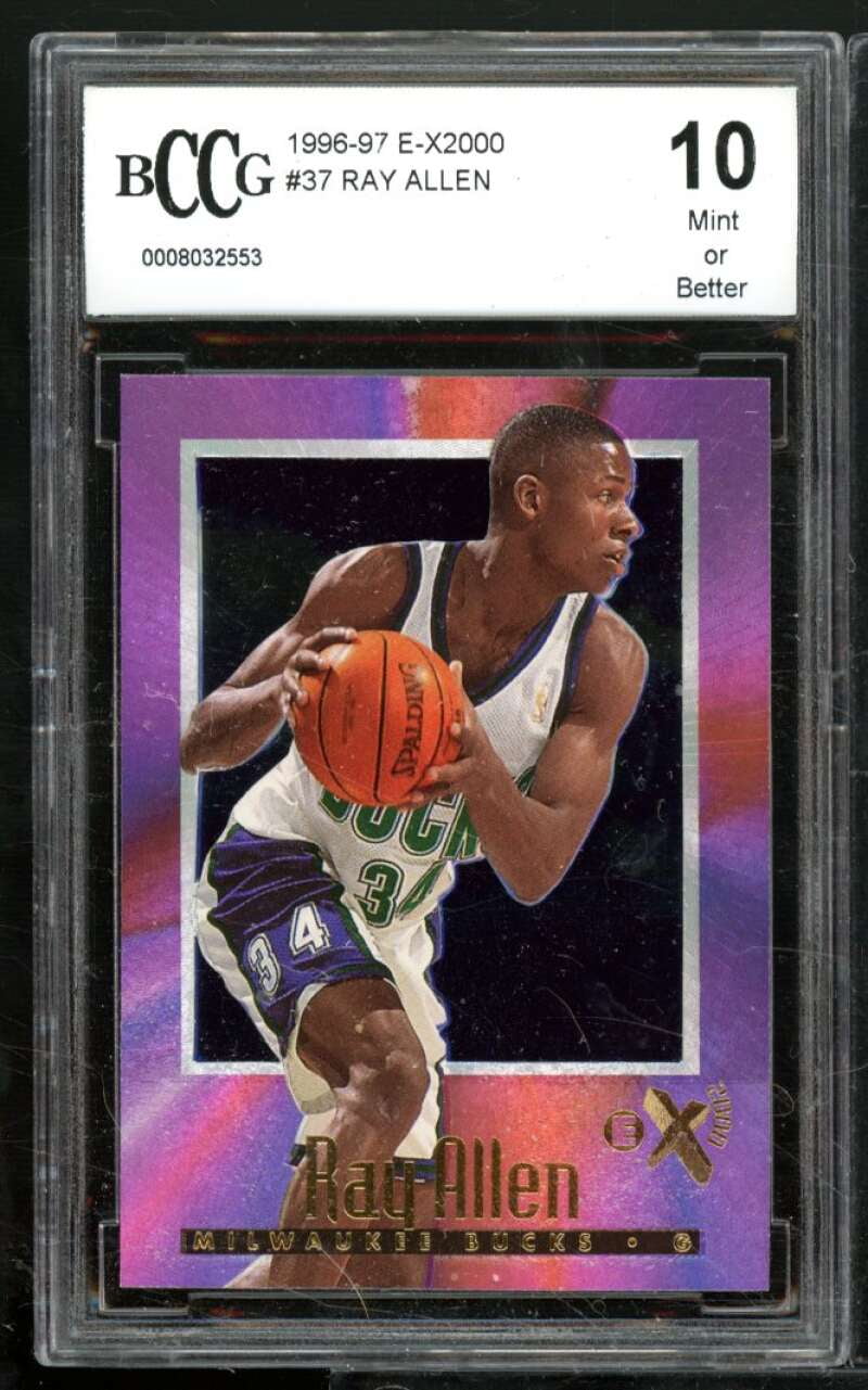 Ray Allen Rookie Card 1996-97 E-X2000 #37 BGS BCCG 10, image size:800x1281