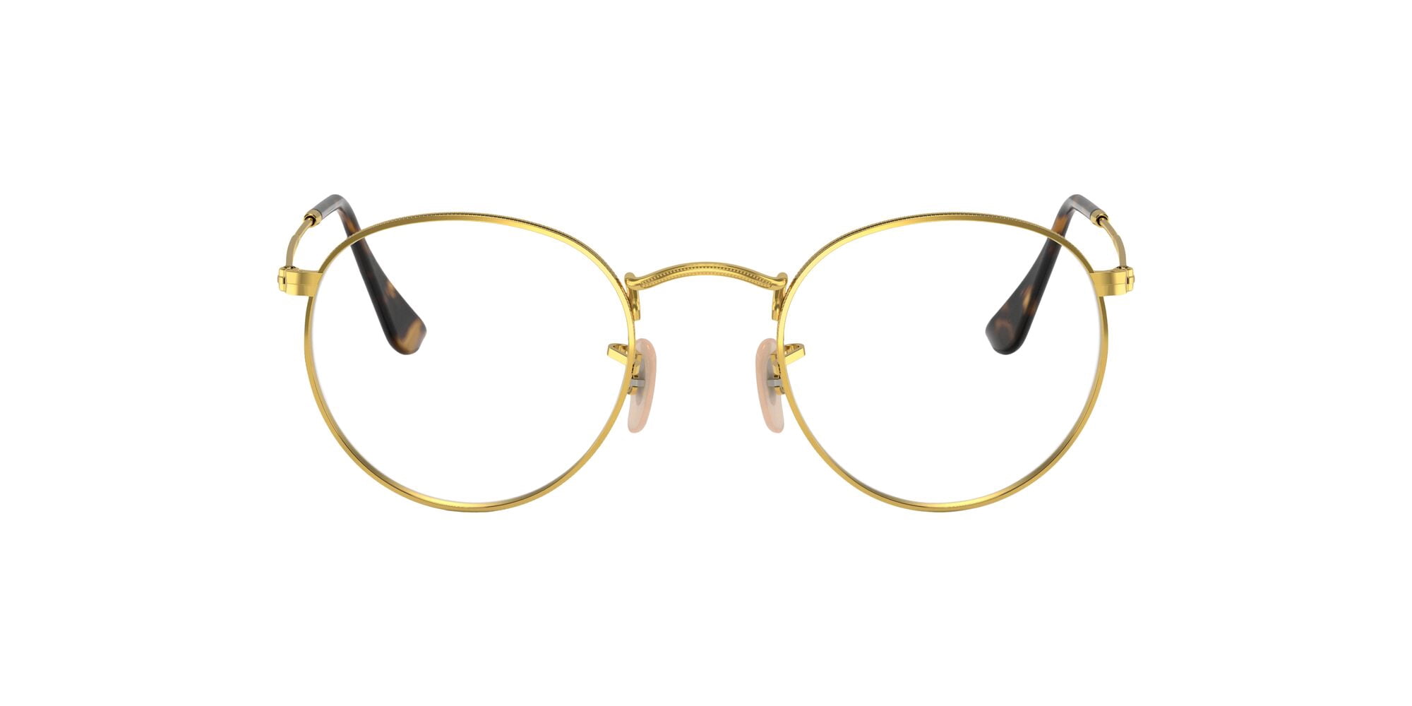 Ray-Ban Round Metal Prescription Eye Glasses with Metal Frames and Case, Arista Gold, Size 50