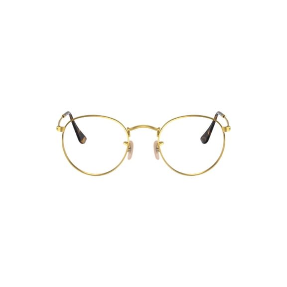 Ray-Ban Round Metal Prescription Eye Glasses with Metal Frames and Case, Arista Gold, Size 50