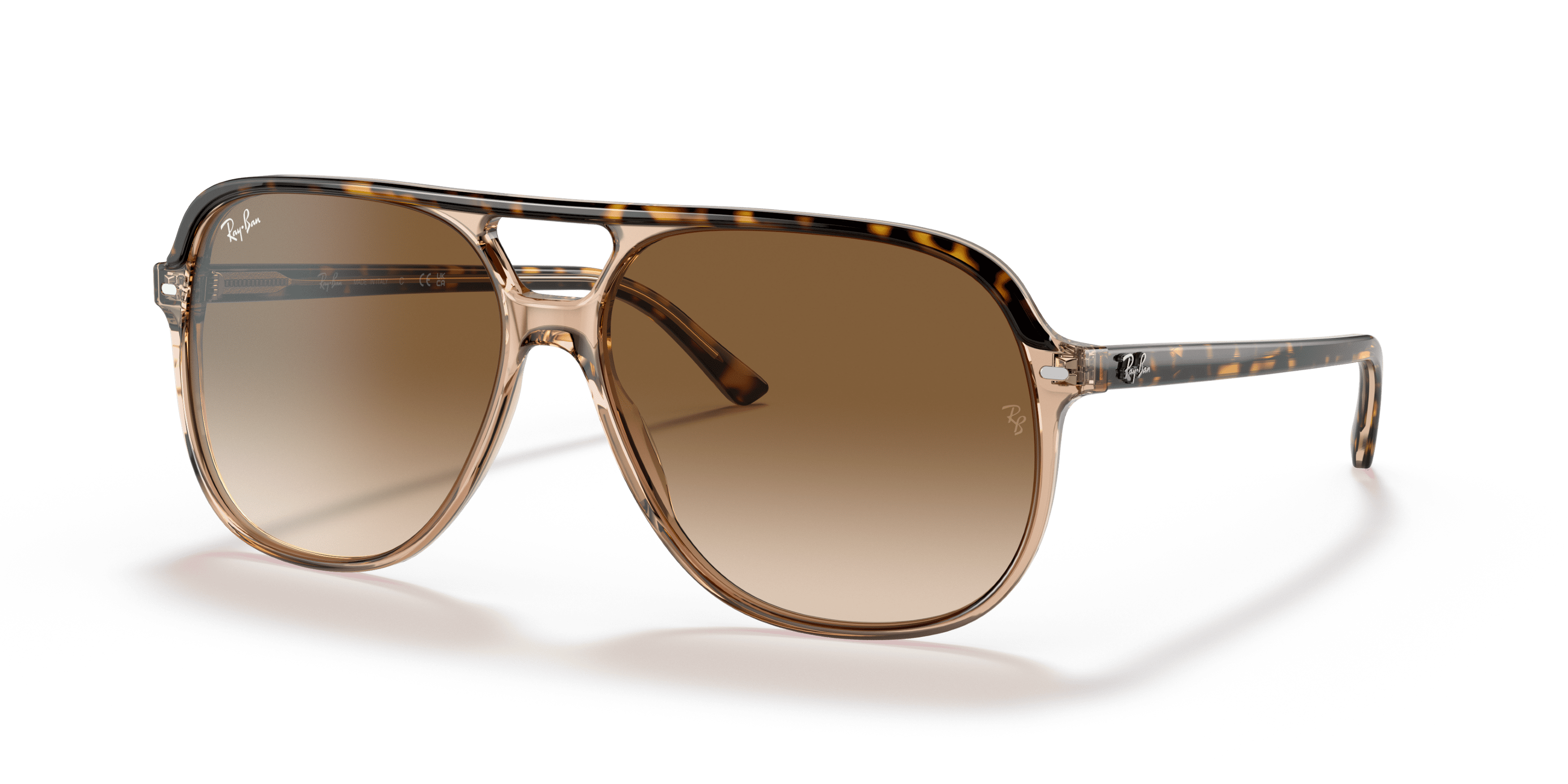 Ray-Ban Bill Sunglasses, Square Eyeglasses with Case, Havana On Transparent Brown/Light Brown Gradient, Size 56