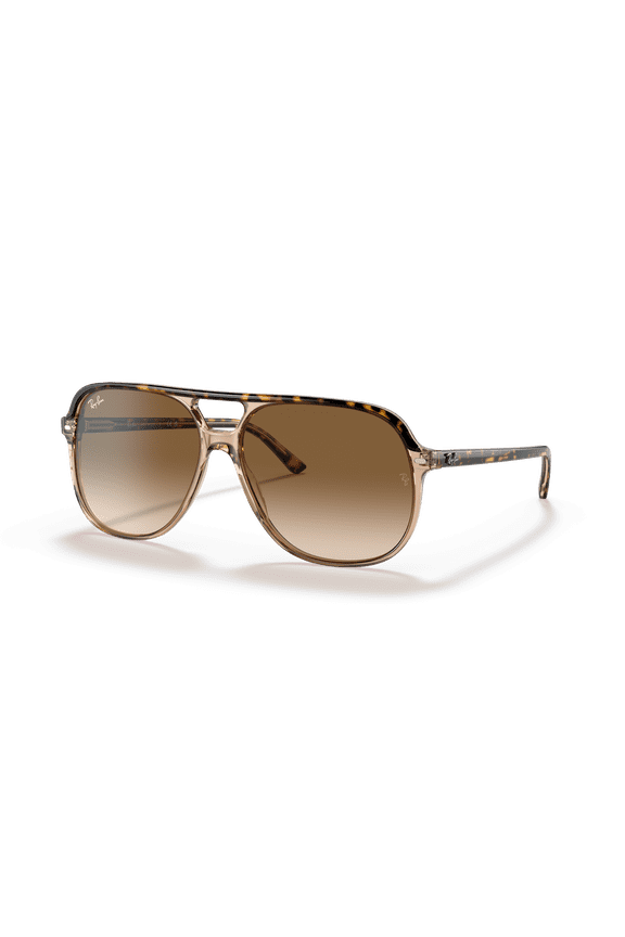 Bill Sunglasses, Square Eyeglasses with Case, Havana On Transparent Brown/Light Brown Gradient, Size 56