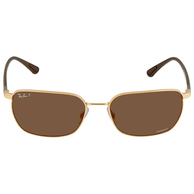 Ray Ban Chromance Polarized Brown Rectangular Unisex Sunglasses