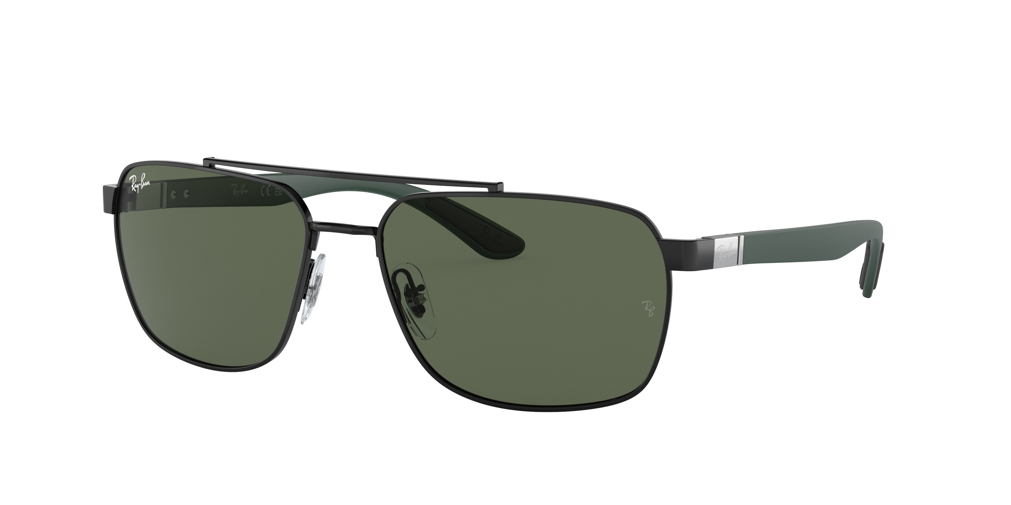 Ray Ban Dark Green Rectangular Men's Sunglasses RB3701 002/71 59