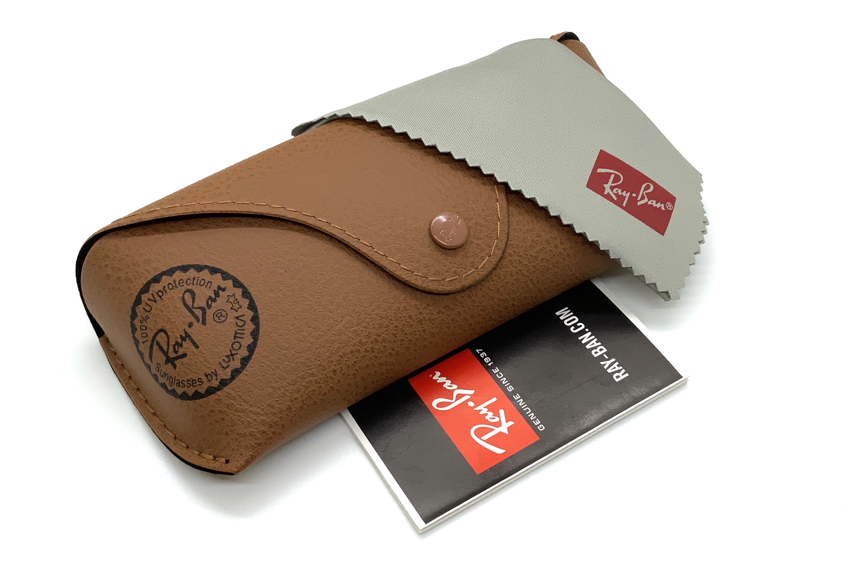 Ray-Ban メガネケース ブラウン Ray-Ban Glasses Case, Brown Leather, Protective Eyeglasses and