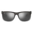 thumbnail image 1 of Ray-Ban Justin Sunglasses for Women and Men with Rubber Grey Frames and Grey Mirror Lenses, Size 55, 1 of 8
