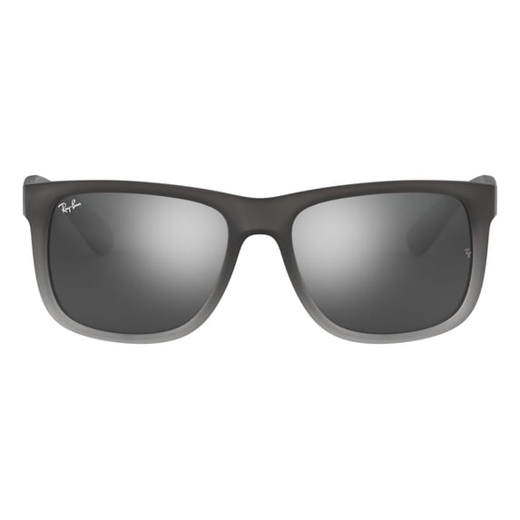 Ray-Ban Justin Sunglasses for Women and Men with Rubber Grey Frames and Grey Mirror Lenses, Size 55