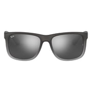 Ray-Ban Justin Sunglasses for Women and Men with Rubber Grey Frames and Grey Mirror Lenses, Size 55
